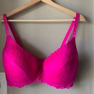 XOXO Hot Pink Lace Padded Push Up Bra 42D